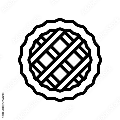 Simple vector illustration of a delicious apple pie with lattice crust isolated on a white background