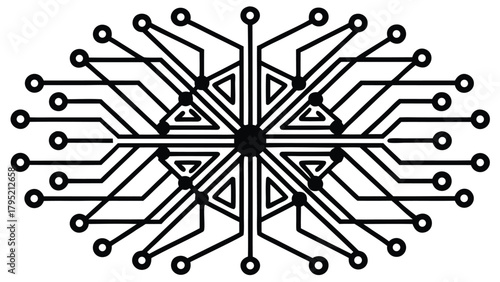 Symmetric Circuit Board Microchip Icon