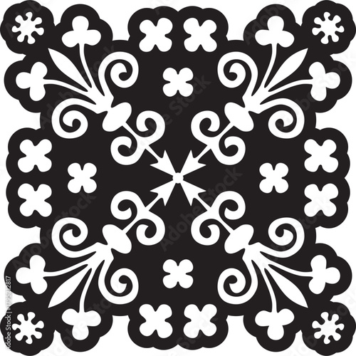 Vector black monochrome gothic ornament, stencil. Medieval European art. Traditional patterns of Catholic cathedrals.