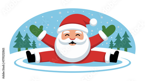Joyful Santa Claus: A cheerful illustration of Santa Claus enjoying a winter scene, bringing holiday cheer and joy to all.