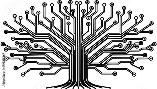 Tech Microchip Layout with Circuit Lines