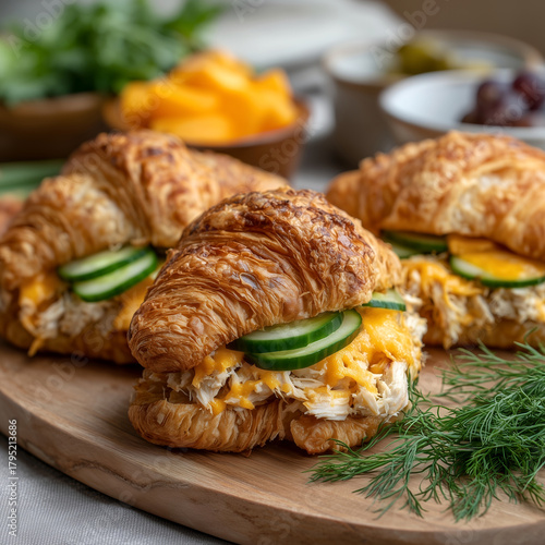 Savory Shredded Chicken Salad Sandwiches on Buttery Croissants