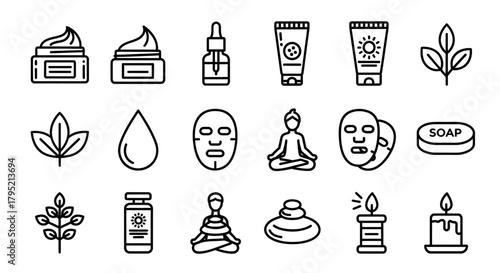 Collection of Skincare and Wellness Icons - Serenity, Purity, and Natural Beauty.