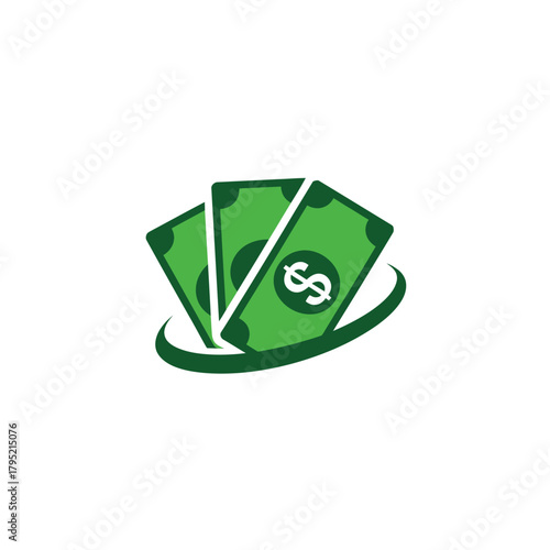 Green paper money with dollar sign and circular arrow representing financial flow