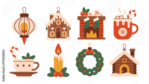 Festive Ornaments of Yuletide Cheer: A curated collection of Christmas icons and ornaments. These adorable emblems of holiday spirit and joyful celebrations.