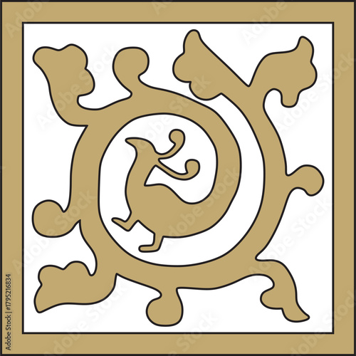 Vector gold and black ancient Roman ornament elements. Classic European parts of patterns. Lili and Krovns