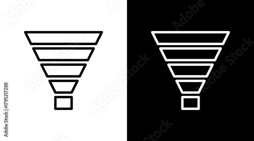 Funnel Chart White Icon Set Design