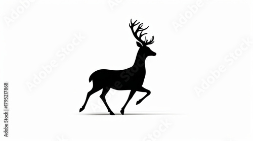 Black and white deer animal silhouette illustration