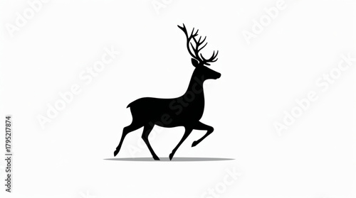 Black and white deer animal silhouette illustration