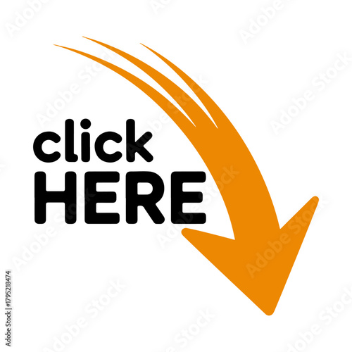 click here label arrow icon set