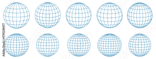 world globe earth grid icon set