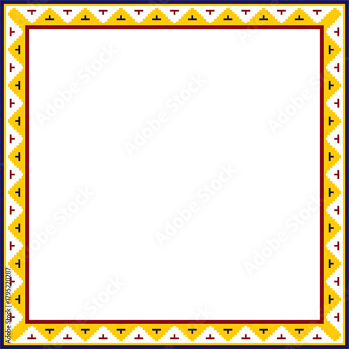 Vector colored square classic byzantine ornament. Rectangle, border, Ancient Greece, Eastern Roman Empire frame. Decoration of the Russian Orthodox Church