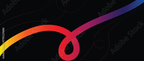 Swirling gradient ribbon elegantly dances across the dark background, revealing a transparent canvas