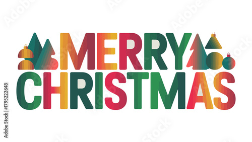 Festive Greeting: A colorful and contemporary design spells out a joyous message. The playful and modern typography, combined with festive icons, conveys a sense of cheer and celebration.