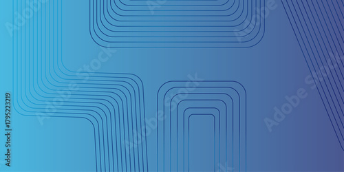 Abstract glowing circle lines on dark blue background. Geometric stripe line art design. Minimalist banner background, pastel color gradient, sea blue, and cloudy sky. Futuristic technology concept .
