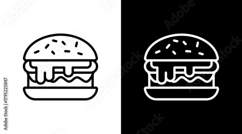 Cheeseburger  White Icon Set Design