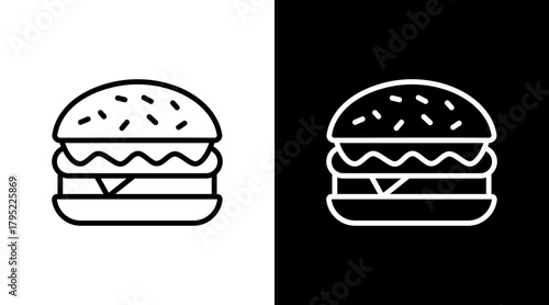 Burger  White Icon Set Design