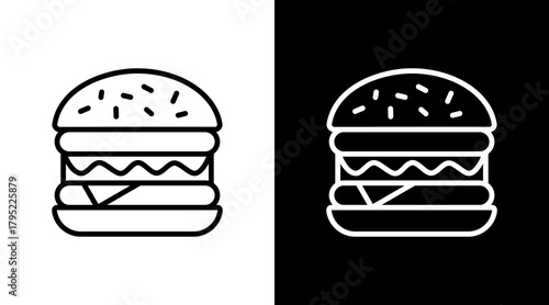 Double Burger  White Icon Set Design