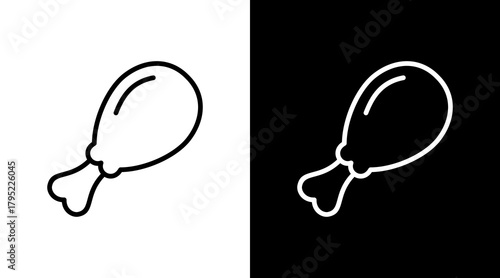Chicken Drumstick  White Icon Set Design