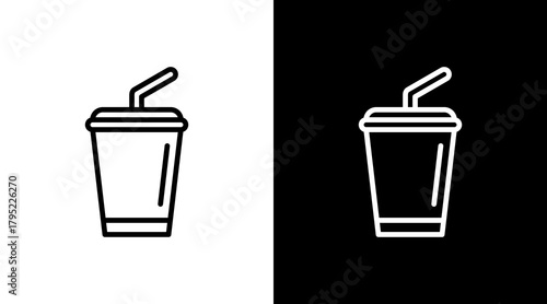 Soft Drink Cup  White Icon Set Design