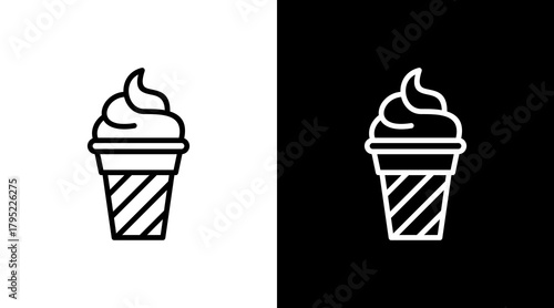 Ice Cream Cone  White Icon Set Design