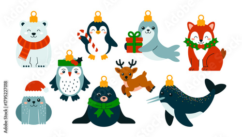 Festive Fauna Ornaments: Adorable collection of holiday-themed animal ornaments, each uniquely adorned with festive accessories, ready to bring cheer to the holiday season.