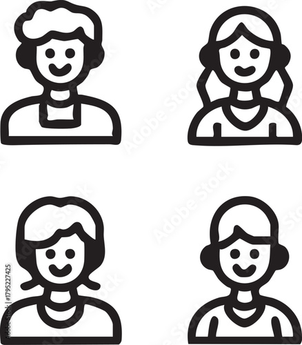 People icons vector: diverse avatar set for website and ui design eps silhouette