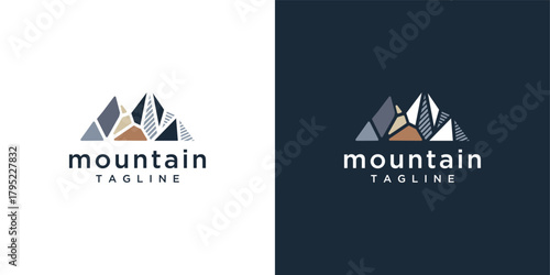 mountain logo vector icon illustration. mountain logo design template elements created with rocks forming a mountain
