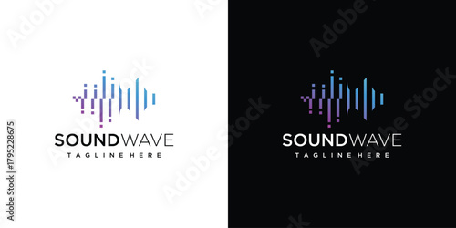 sound wave logo template, sound wave icon element, audio music symbol.