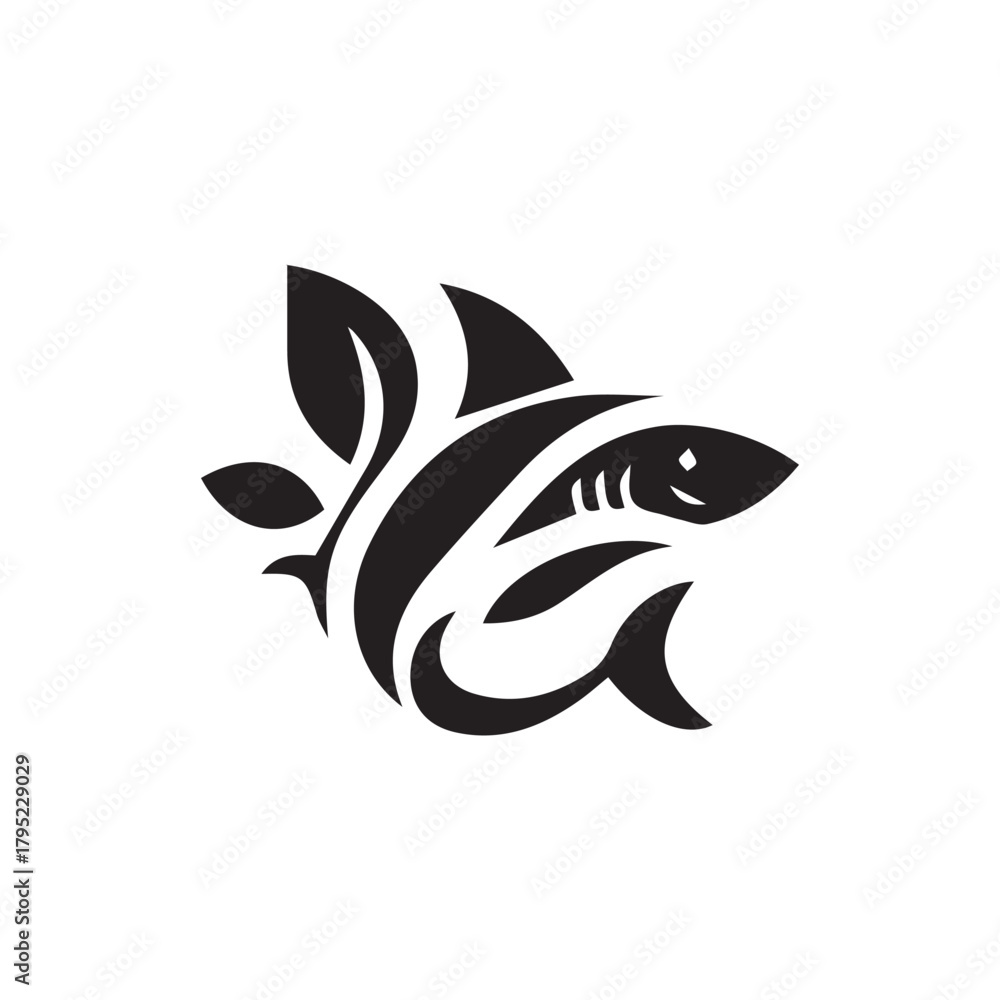 Obraz premium Minimalist shark logo on white background
