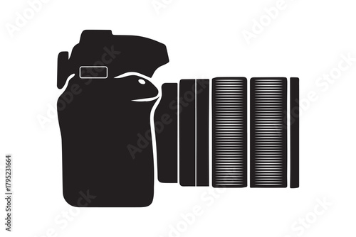 DSLR camera silhouette with white background