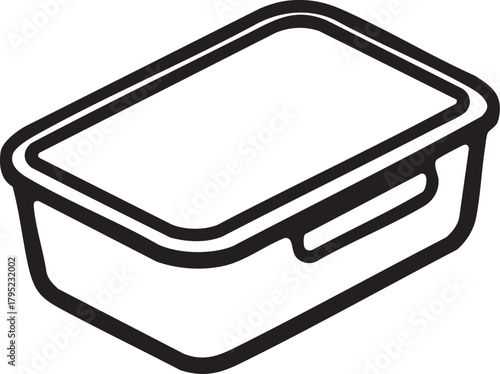 Lunch box vector: food storage container clip art, black and white eps silhouette