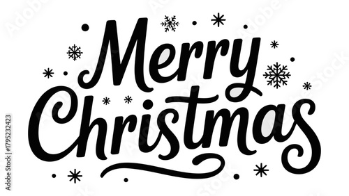 Merry Christmas Celebration: An elegant calligraphic Merry Christmas script design, adorned with delicate snowflakes, embodying the warmth of the holiday season. 