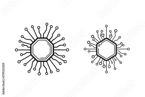 Microchip silhouette with white background