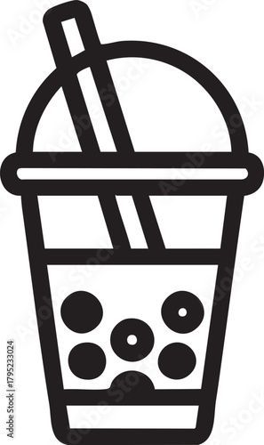 Boba tea vector icon: bubble tea, pearl milk tea illustration eps silhouette