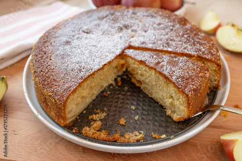Homemade fresh baked whole apple sponge cake