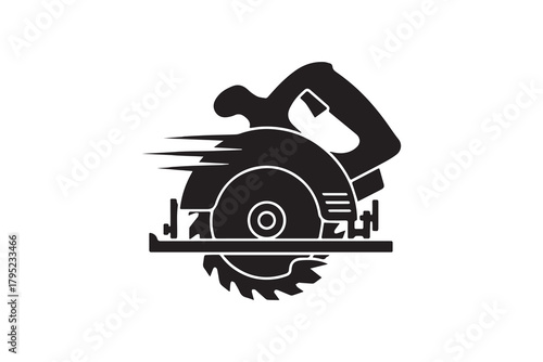 Industrial circular saw silhouette with white background