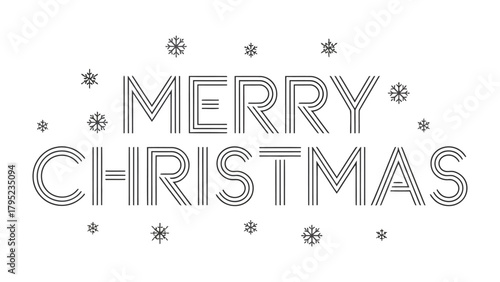 Season's Greetings with Snowflakes: Festive lettering declaring Merry Christmas adorned with delicate snowflakes, embodying the spirit of the holiday season and the joy it brings.