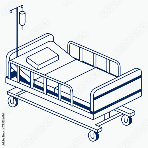 Illustration of a hospital bed with iv drip
