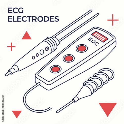 Illustration of ecg electrodes with text