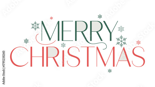 Merry Christmas Typography: A festive greeting, celebrating the spirit of the season with elegant typography and snowflake accents, perfect for conveying holiday wishes.