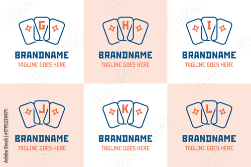 Letter G H I J K L Trading Card Logo Set, symbolizing creativity, strategy, and premium entertainment