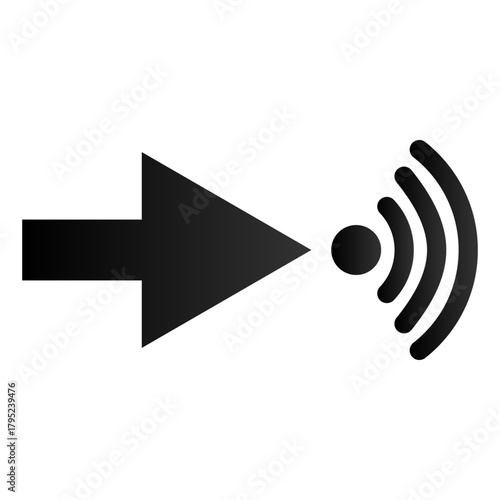 Wifi sign with arrow, signal spot direction icon, vector illustration.