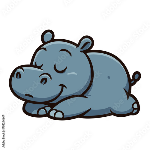 Hippo sleeping cartoon hippopotamus illustrations