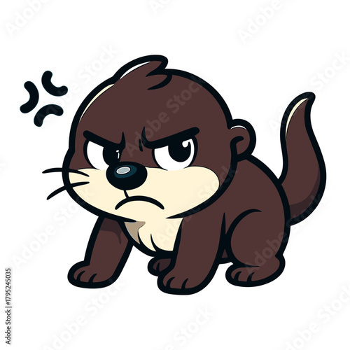 Angry cartoon ferret with a moody expression
