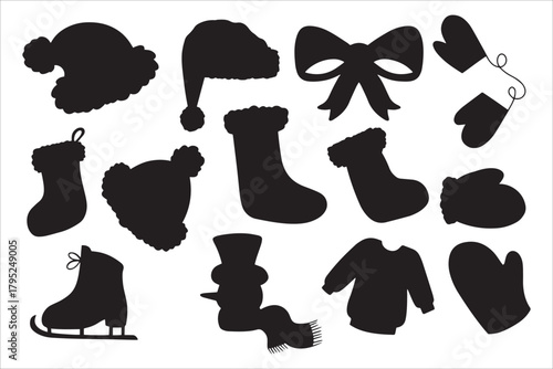Winter Clothing And Accessories Silhouettes