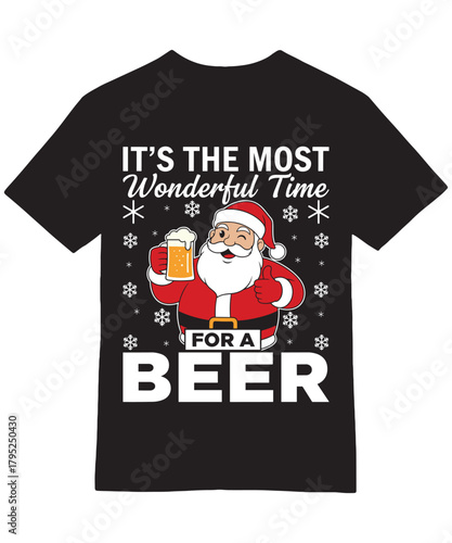 Wonderful Time for a Beer Funny Santa T-Shirt