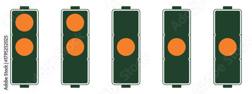 Led traffic lights showing red, amber or green lights, presenting modern led signal units, color-coded light sequences, and essential roadway control elements for professional vector artwork and signa