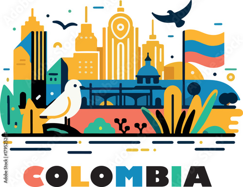 Colombia clipart logo icon vector white background .