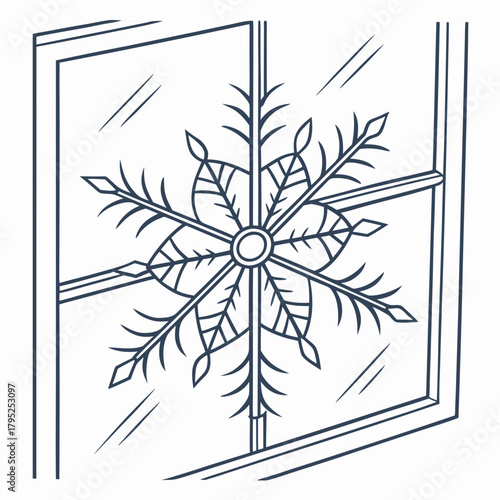 Snowflake on a window pane